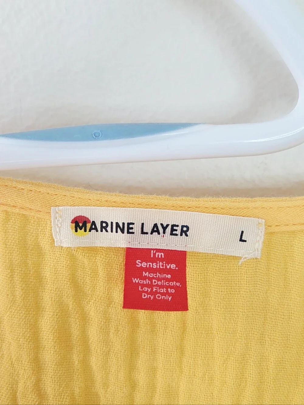 Marine Layer Valencia Wrap Midi Dress Marigold golden yellow cotton gauze Large